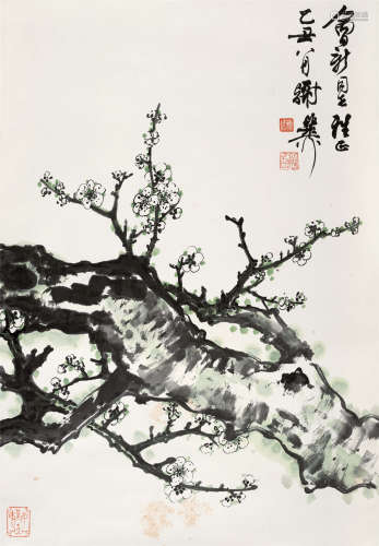 1985年作 谢稚柳(1910-1997) 梅香 设色纸本 立轴
