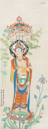 孙宗慰(1912-1979) 摹敦煌佛像 设色纸本 立轴