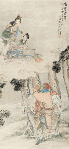 1934年作 沈心海(1855-1941) 富贵寿考 设色纸本 立轴