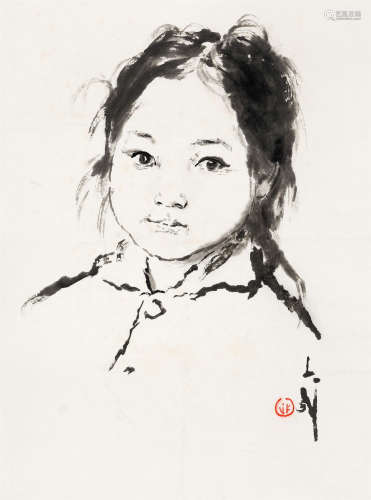 王子武(1936-2021) 女孩像 水墨纸本 镜心