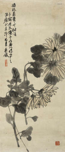 1891年作 吴昌硕(1844-1927) 秋菊图 设色纸本 立轴