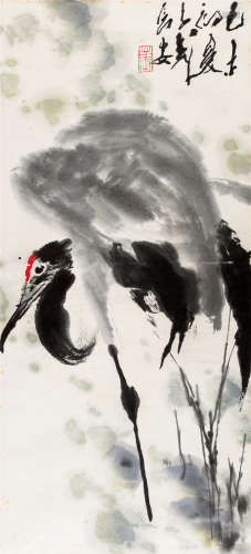 1979年作 王子武(1936-2021) 丹顶鹤 设色纸本 立轴