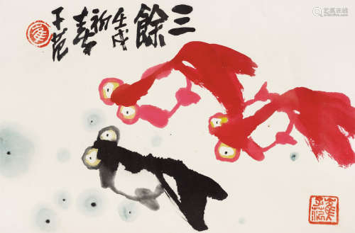 1982年作 崔子范(1915-2011) 三余图 设色纸本 镜心