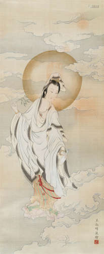 王叔晖(1912-1985) 观音像 设色绢本 镜心