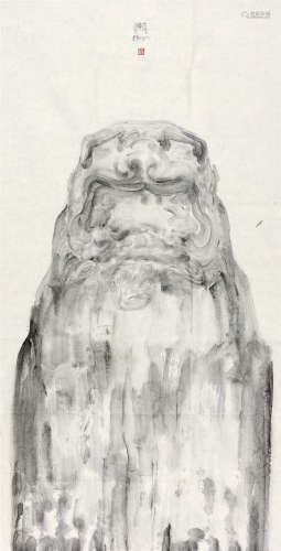 樊帆(b.1973) 石狮像 水墨纸本 镜心