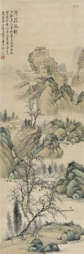 黄山寿(1855-1919) 清溪放櫂 设色纸本 立轴