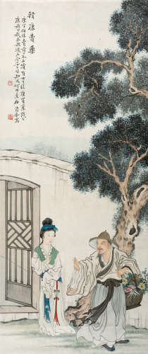 徐菊庵(1890-1964) 韩康卖药 设色纸本 镜心