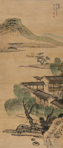 1940年作 何海霞(1908-1998) 仙山楼阁图 设色绢本 立轴