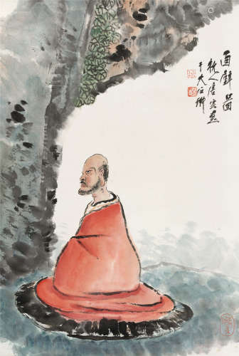 唐云(1910-1993) 面壁图 设色纸本 镜心
