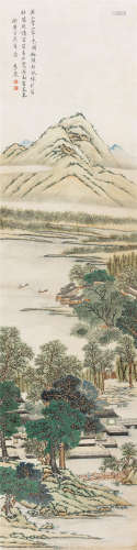 李庆(？-1853) 斜阳翠色  设色纸本 立轴