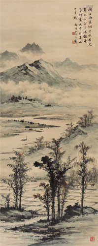 黄君璧(1898-1991) 晴烟秋色图  设色纸本 立轴