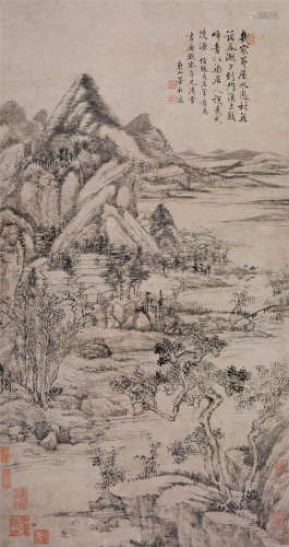 董邦达(1696-1769) 溪山春潮  水墨纸本 镜心