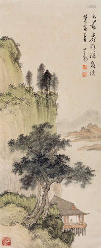 溥儒(1896-1963) 秋江待友  设色纸本 立轴