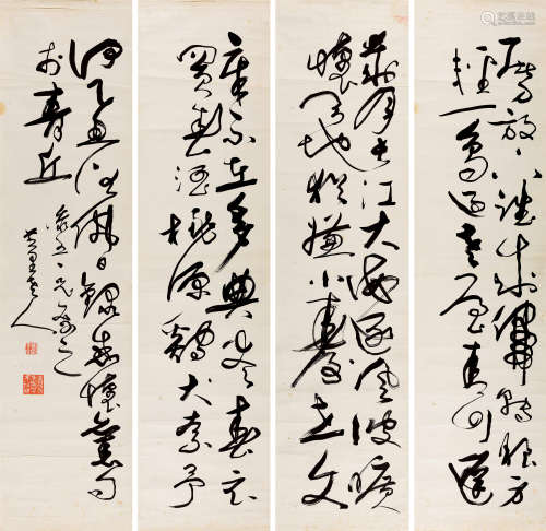 刘大同(1865-1952) 草书四屏  水墨纸本 镜心