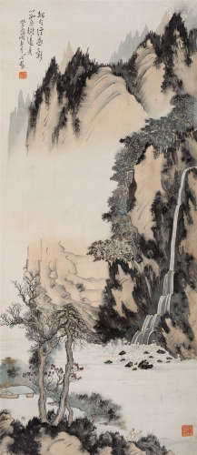 1933年作 溥儒(1896-1963) 深山独行图  设色绢本 镜心