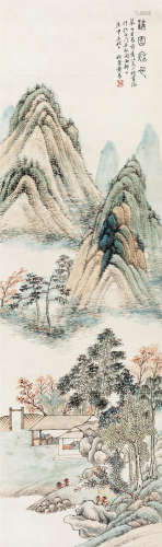1800年作 黄易(1744-1802) 满园秋色  设色纸本 立轴