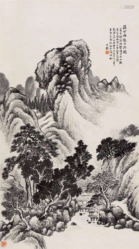 何维朴(1842-1922) 溪云山樵图  水墨纸本 立轴