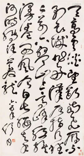 1965年作 舒同(1905-1998) 草书《清平乐·六盘山》  水墨纸本 镜心
