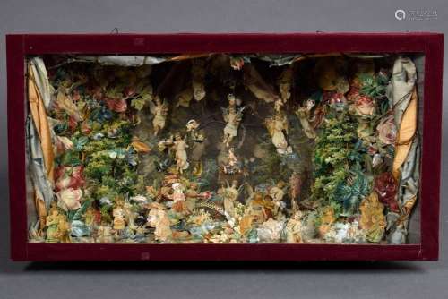 Oblate diorama with flowers, ange