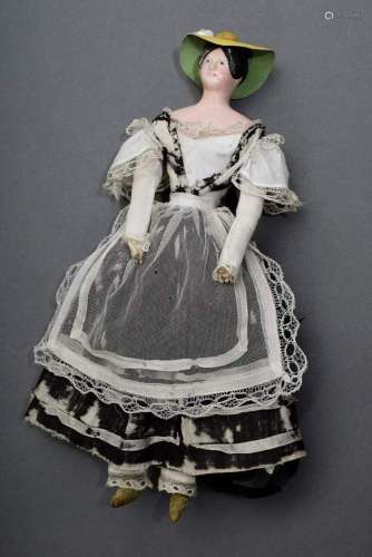 Biedermeier doll with mass head,