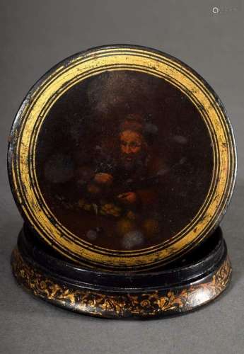 Round lacquer box with fine paint