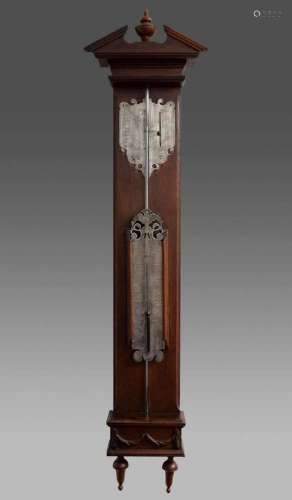 Dutch baro-thermometer with engra