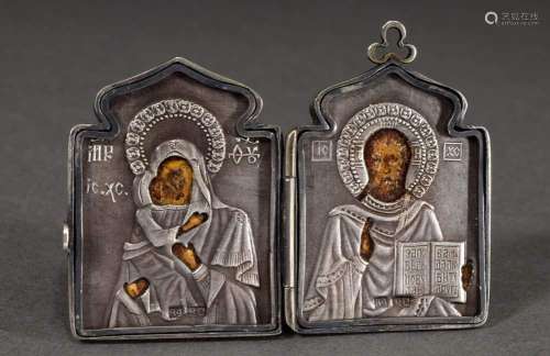 Small Russian travel diptych icon