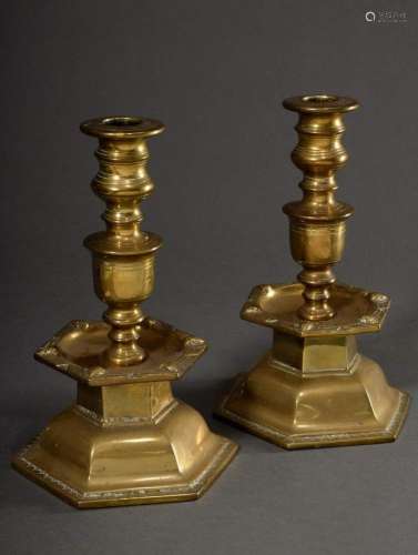 Pair of heavy brass collar candle