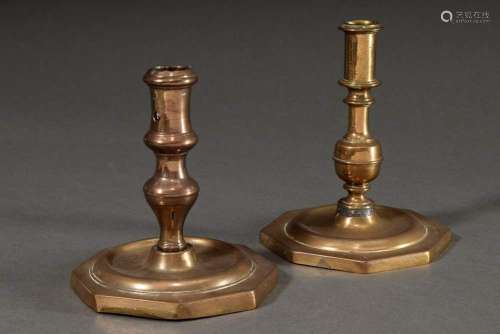 Pair of bronze candlesticks with