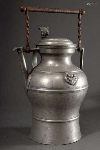 Large Austrian pewter jug with ha
