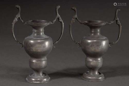 Pair of Empire pewter altar vases