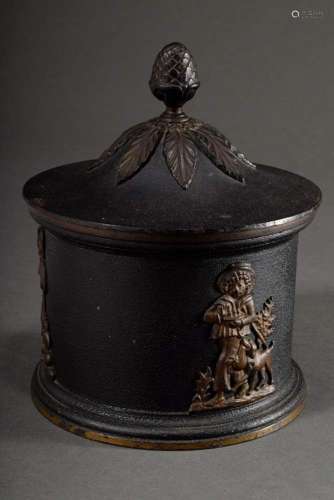 Blackened iron tobacco pot of cyl