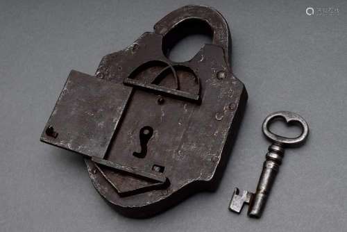 Iron trick lock, 17th century, h.