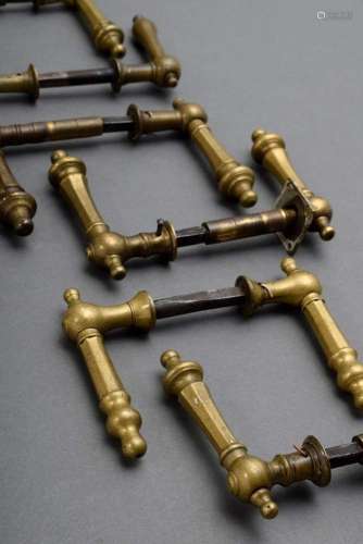 3 pairs of brass door handles, l.
