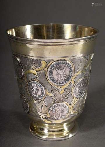 Baroque coin cup on indented foot