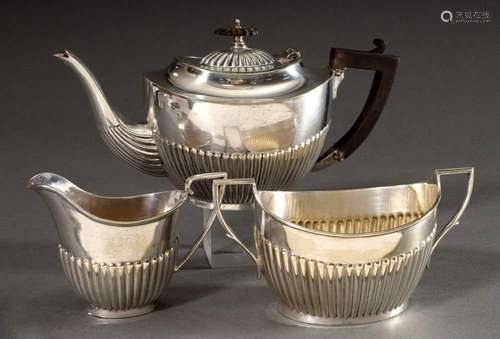 3 pieces silver plated tea set in