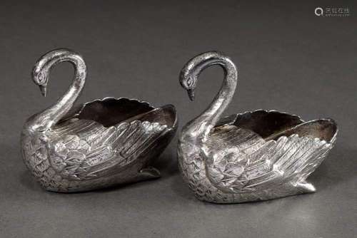 Pair of silver plated "Swan" salz