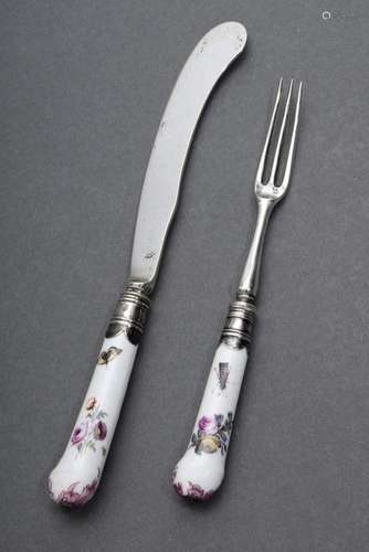 2 pieces of cutlery with porcelai