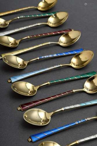 12 Danish mocha spoons with colou