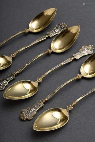 6 Historism mocca spoons with " G