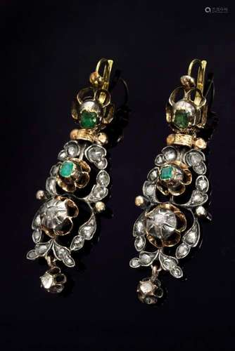 Pair of antique silver gilt drop