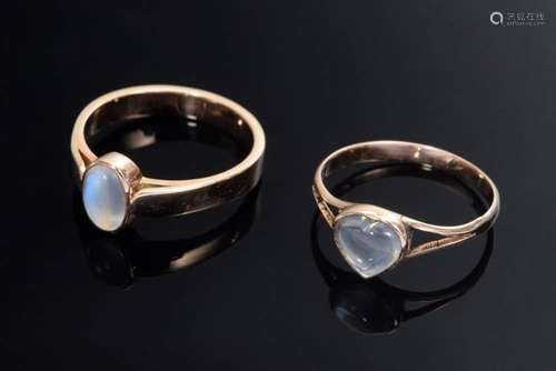 2 Various rose gold 585/333 rings