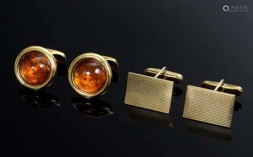 2 pairs of cufflinks: 1x yellow g