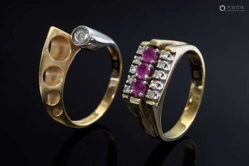 2 Various modern gold 585 rings: