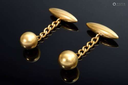 Pair of yellow gold 585 ball cuff