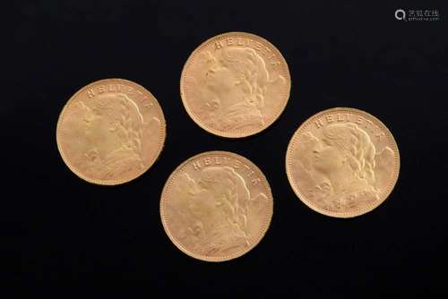 4 Various yellow gold 900 coins "