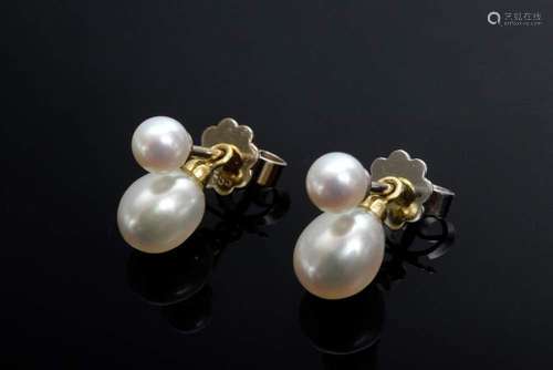 Fine white gold 585 cultured pear