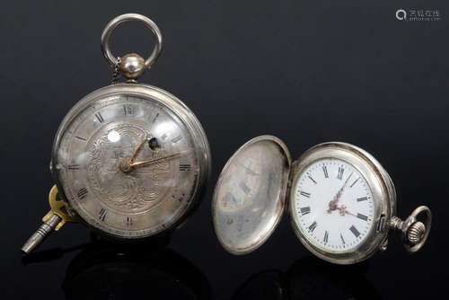 2 Various pocket watches: 1x silv