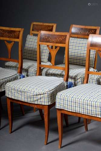 6 Biedermeier chairs on sabre leg