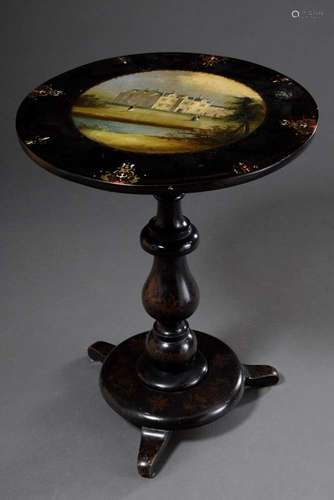 Small black lacquer table with po